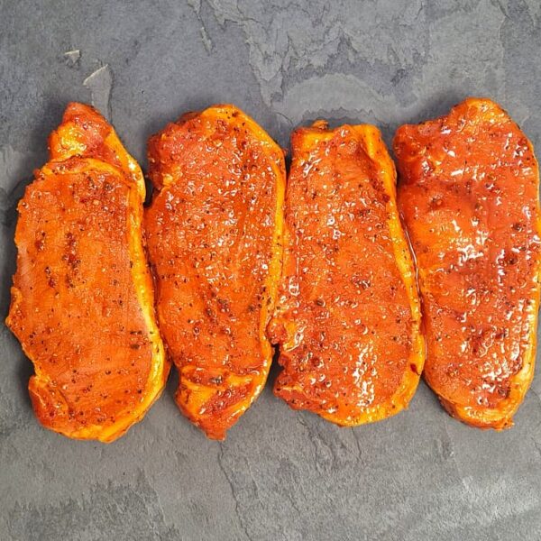 4 x 190g PIRI PIRI Pork Steaks (Rindless)